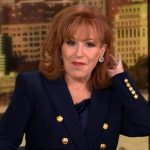 Joy’s navy double breasted blazer on The View