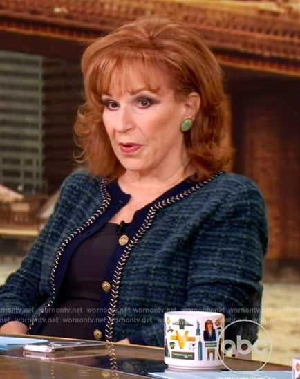 Joy’s blue tweed check cardigan on The View