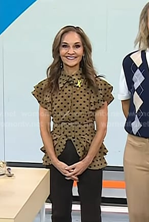 Joy’s brown polka dot belted top on Today