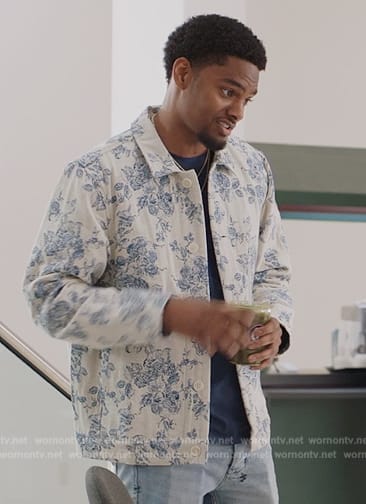 JR’s white floral print denim jacket on All American Homecoming