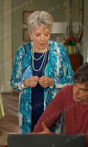 Julie’s blue floral cardigan on Days of our Lives