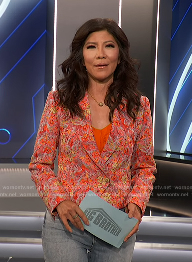 Julie’s pink floral cropped blazer on Big Brother