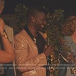 Julien’s pink sequin blazer and pant suit on Emily in Paris