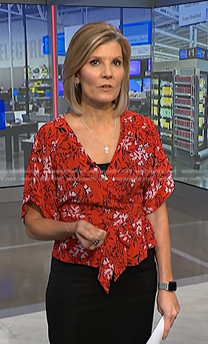 Kate’s red floral wrap top on NBC News Daily