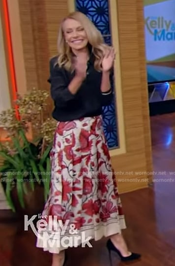 Kelly’s floral print skirt on Live with Kelly and Mark