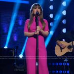 Kelly’s pink twist neck jumpsuit on The Kelly Clarkson Show
