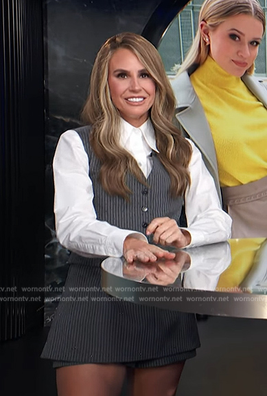 Keltie’s gray pinstripe vest and shorts on E! News