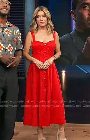Kit’s red button front dress on Access Hollywood