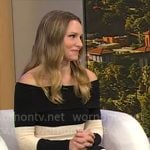 Kristen Bell’s striped off-shoulder dress on CBS Mornings