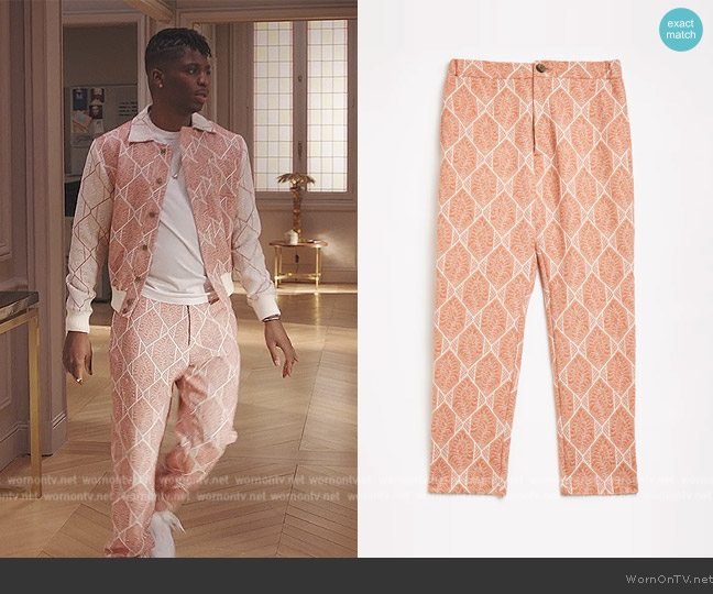 Labrum London Multiple Patterned Tailored Jogger worn by Julien (Samuel Arnold) on Emily in Paris