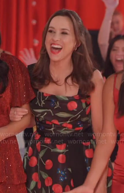 Lacey Chabert’s cherry print dress on Celebrations with Lacey Chabert