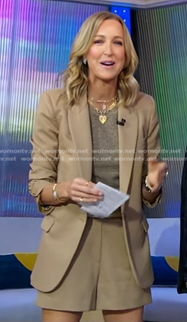 Lara’s beige blazer and shorts on Good Morning America