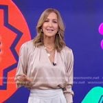 Lara’s beige silk blouse and white pants on Good Morning America