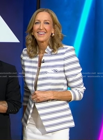 Lara’s white striped blazer on Good Morning America