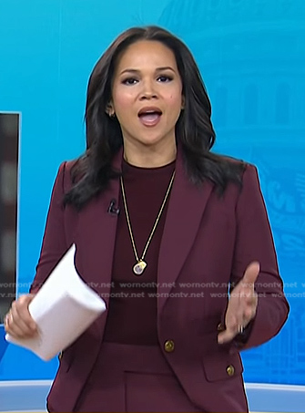 Laura’s burgundy pant suit on Today