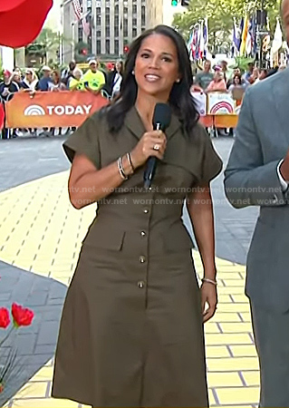 Laura’s khaki green utility dress on Today