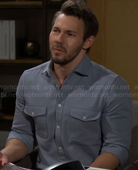 Liam’s blue button down shirt on The Bold and the Beautiful
