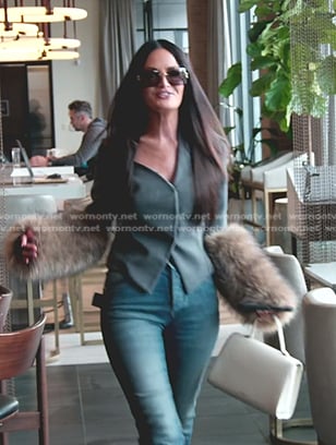 Lisa’s grey fur sleeve jacket on The Real Housewives of Salt Lake City