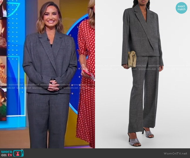 Loewe Wool Cropped Blazer in Grey worn by Demi Lovato on Good Morning America