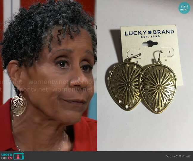 Lucky Brand Leafy Gold Tone Earrings worn by Stella Henry (Vernee Watson) on General Hospital