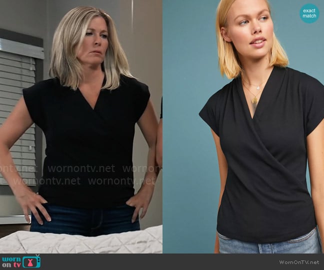 Maeve Wakefield Wrapped Top worn by Carly Spencer (Laura Wright) on General Hospital