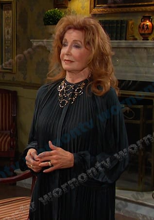 Maggie’s green pleated dress on Days of our Lives