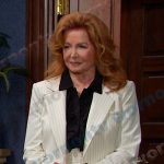 Maggie’s white pinstripe blazer and pant suit on Days of our Lives