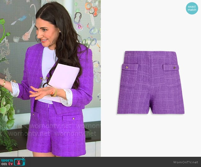 Maje Iapraia Tweed Shorts worn by Chloe Tucker Caine on Owning Manhattan