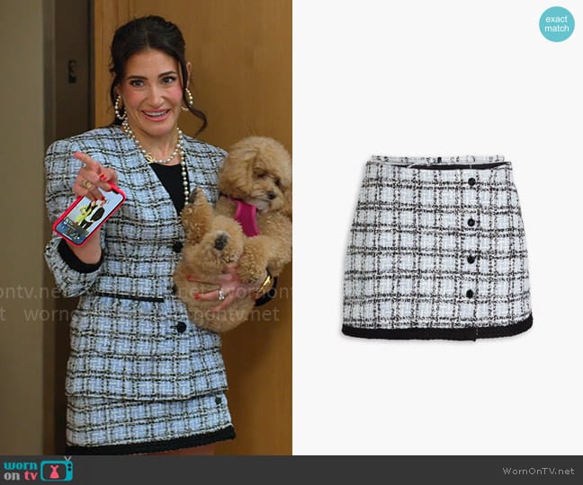 Maje Belted tweed mini skirt worn by Chloe Tucker Caine on Owning Manhattan
