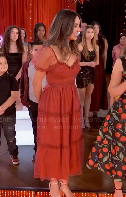 Makyla’s red party dress on Celebrations with Lacey Chabert