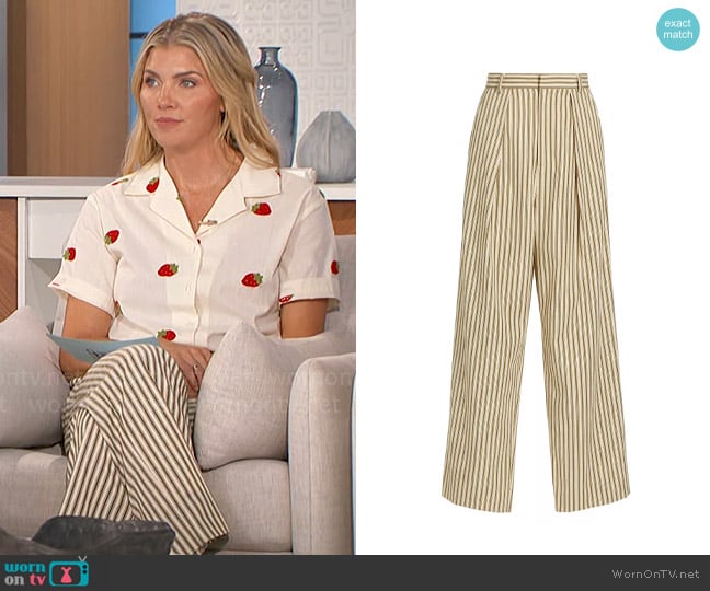 Mara Hoffman Marella Stripe Wide-Leg Trousers worn by Amanda Kloots on The Talk
