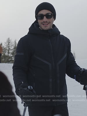 Marcello’s black ski jacket on Emily in Paris
