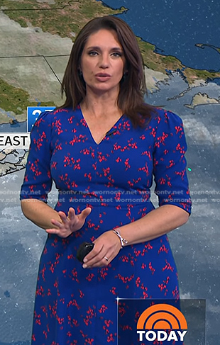 Maria’s blue floral v-neck dress on Today