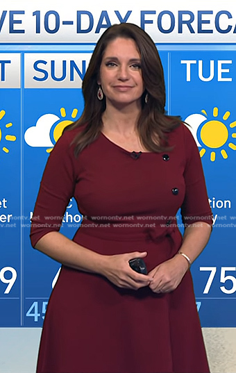 Maria’s burgundy button detail dress on Today