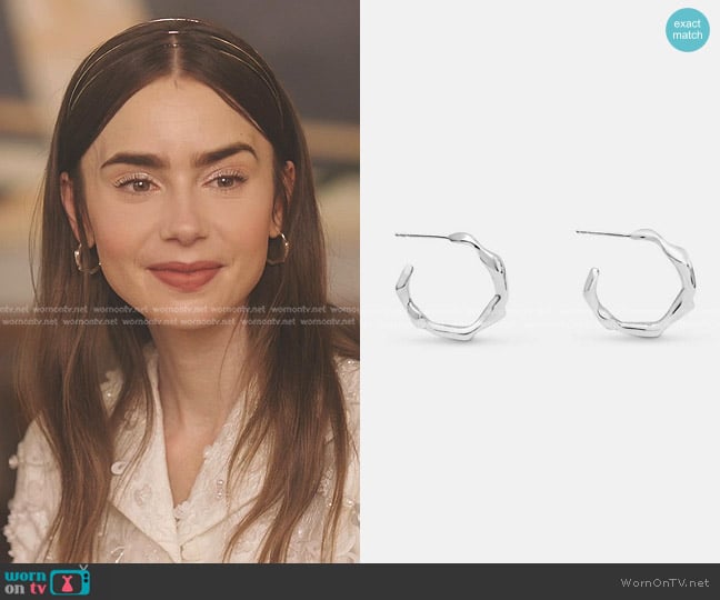 Mara Paris Night Dream Earrings in Silver worn by Emily Cooper (Lily Collins) on Emily in Paris