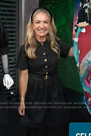 Maria Provenzano’s black gold button dress on Access Hollywood
