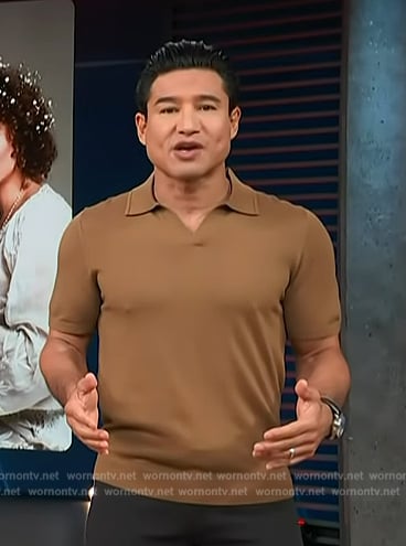 Mario’s brown polo on Access Hollywood