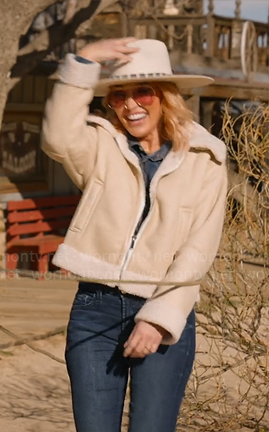 Mary’s suede and shearling jacket on Selling Sunset