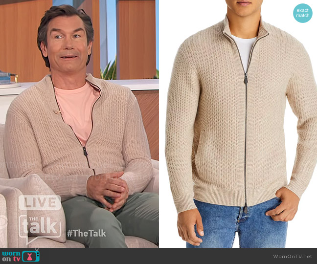 The Mens Store Wool & Cashmere Textured Full Zip Mock Neck Sweater worn by Jerry O'Connell on The Talk