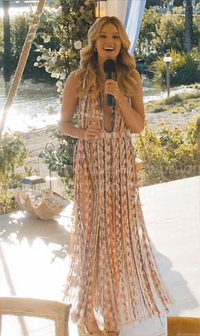 Merritt’s fringed rehearsal dinner dress on The Perfect Couple