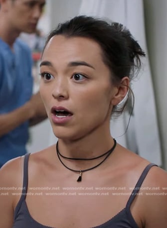 Mika’s black layered tassel necklace on Greys Anatomy