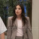 Molly’s taupe suit on General Hospital