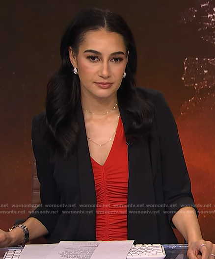Morgan’s red ruched front dress on NBC News Daily
