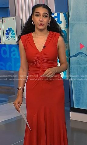 Morgan’s red ruched front dress on NBC News Daily