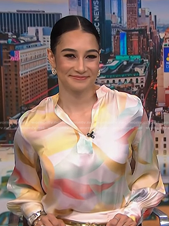 Morgan’s watercolor blouse on NBC News Daily