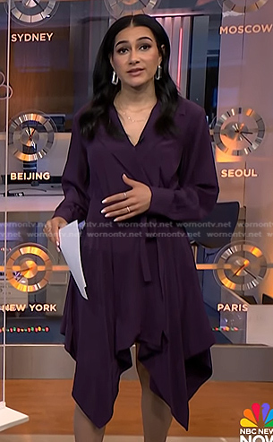 Morgan’s purple handkerchief hem dress on NBC News Daily