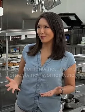 Nancy Chen’s chambray top on CBS Mornings