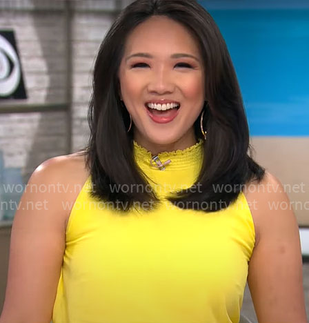 Nancy Chen’s yellow pleated dress on CBS Mornings