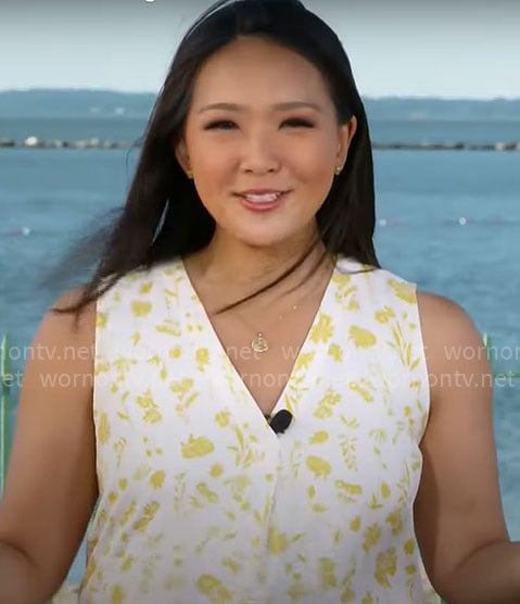 Nancy Chen’s yellow floral top on CBS Mornings