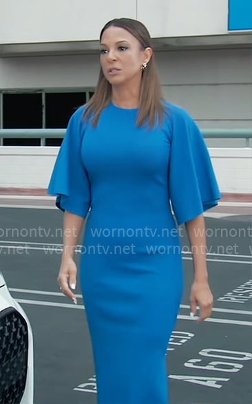 Natalia’s blue flared sleeve dress on General Hospital
